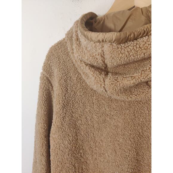 1 Madison Expedition Women's Tan Hooded Full Zip Fuzzy Teddy Jacket Size L - Picture 9 of 11